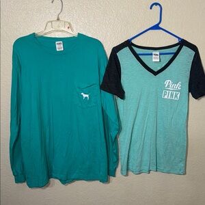 Victoria’s Secret PINK Bundle – Long Sleeve & Short Sleeve Tee, Size L